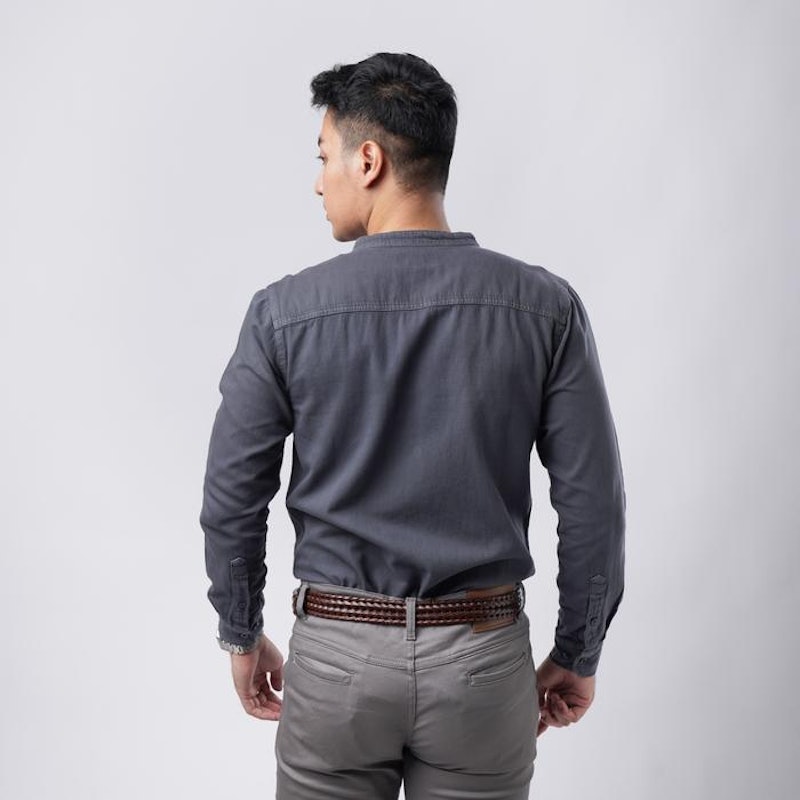Vengoz Kemeja Denim Pria Grey LS 2