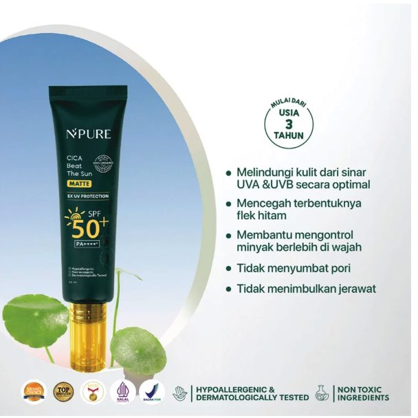 Penta Natural Kosmetindo N'PURE Cica Beat The Sun Matte SPF 50+ PA++++