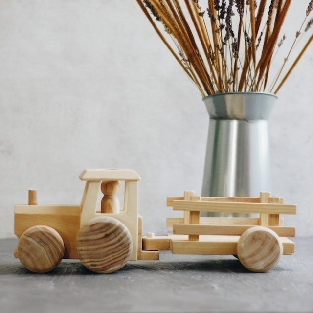  Lettering and Life Wooden Tractor Wagon with Peg Doll