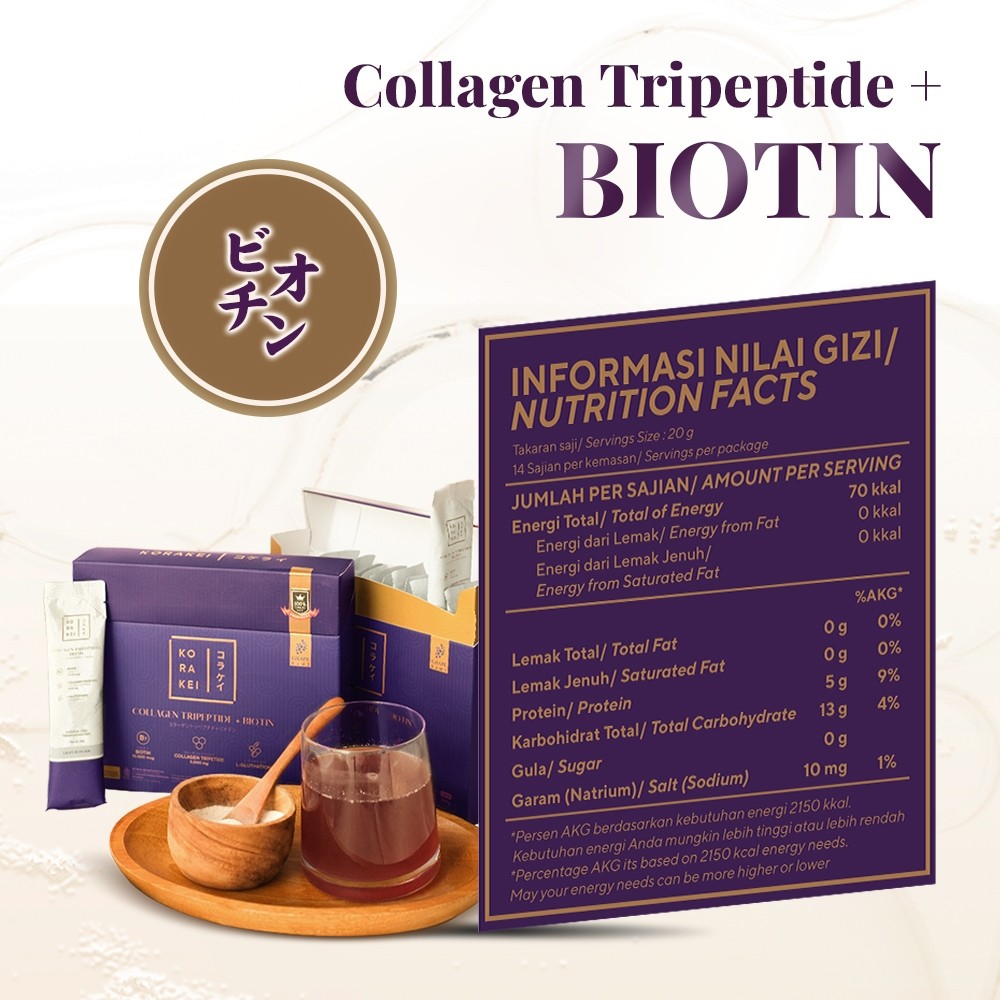 Anugrah Original Bionatura Indonesia KORAKEI Collagen Tripeptide + Biotin