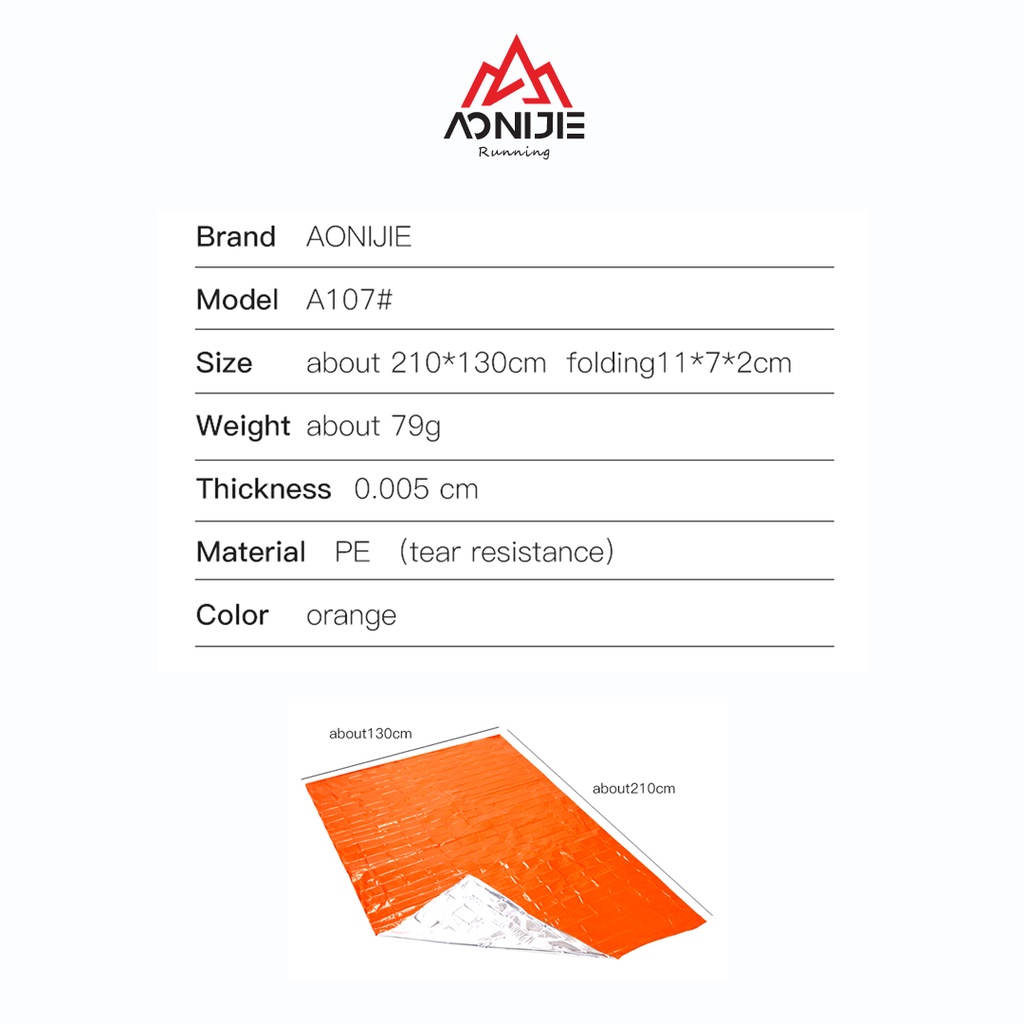 Aonijie Indonesia AONIJIE Emergency Thermal Blanket A107 