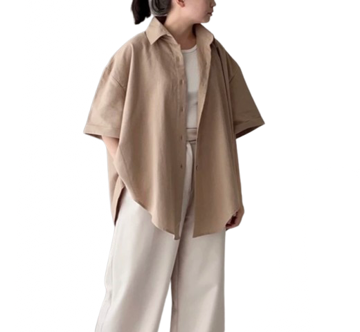 Sakal Short Sleeve Linen Oversized Shirt