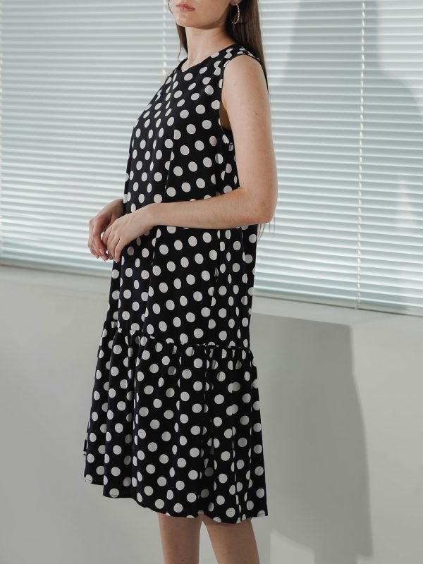 This Is April Pandora Polkadot Midi Black Dress  781939