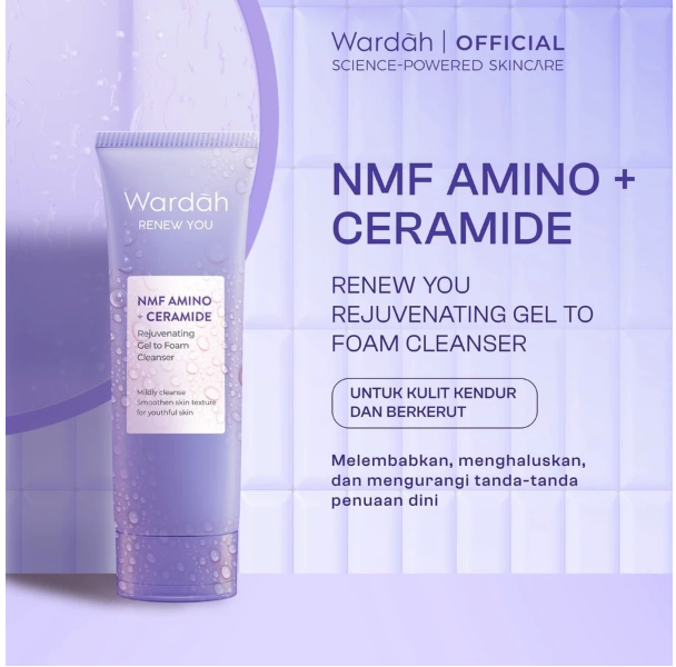 Paragon Technology and Innovation Wardah Renew You NMF Amino + Ceramide Rejuvenating Gel to Foam Cleanser