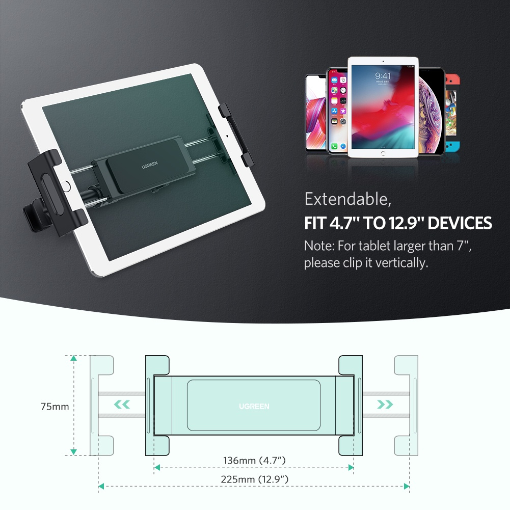 UGREEN Backseat Headrest Car Phone Holder Tab iPad