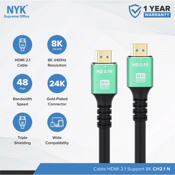 NYK Kabel HDMI to HDMI 2.1 Support 8K 2