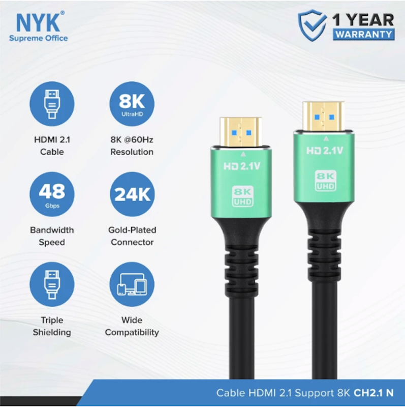 NYK Kabel HDMI to HDMI 2.1 Support 8K 2