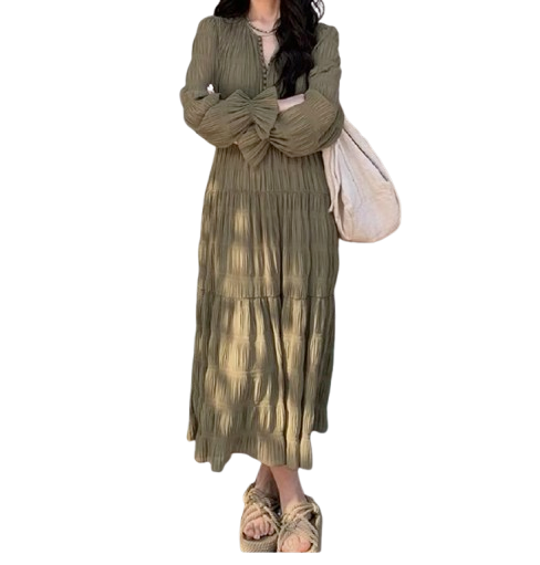 Gaun Panjang Sifon Hijau ｜ M505