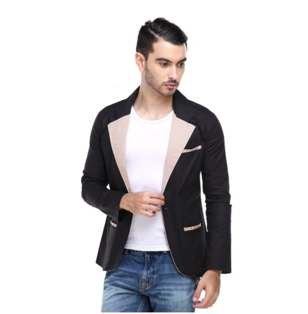 Woreq Jas Blazer Pria Pockets Two Tone Formal Casual