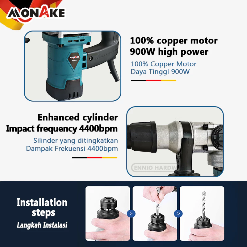 MONAKE Rotary Hammer Drill 4