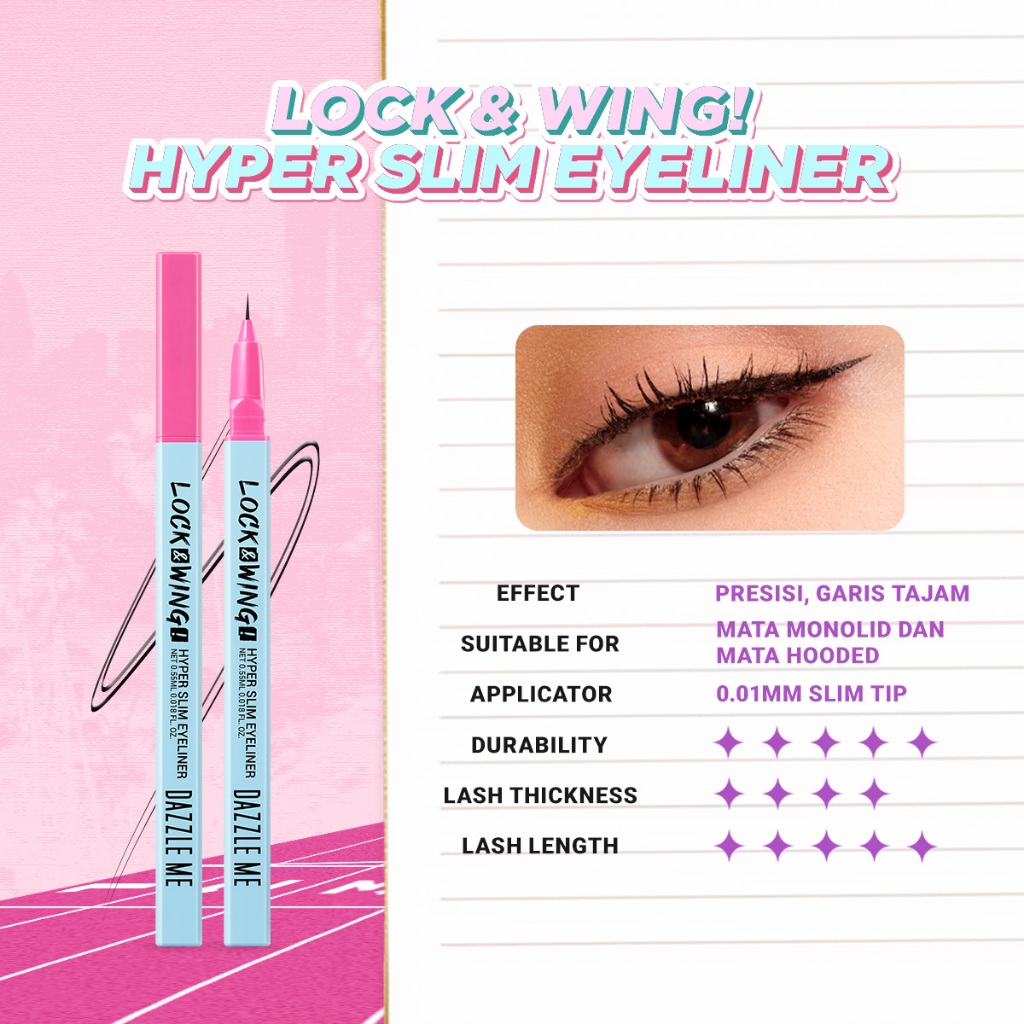 HEBE Beauty Style DAZZLE ME Lock & Wing! Hyper Slim Eyeliner