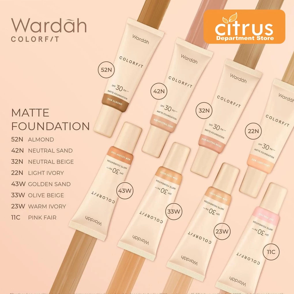 Paragon Technology and Innovation Wardah Colorfit Matte Foundation 22N Light Ivory 