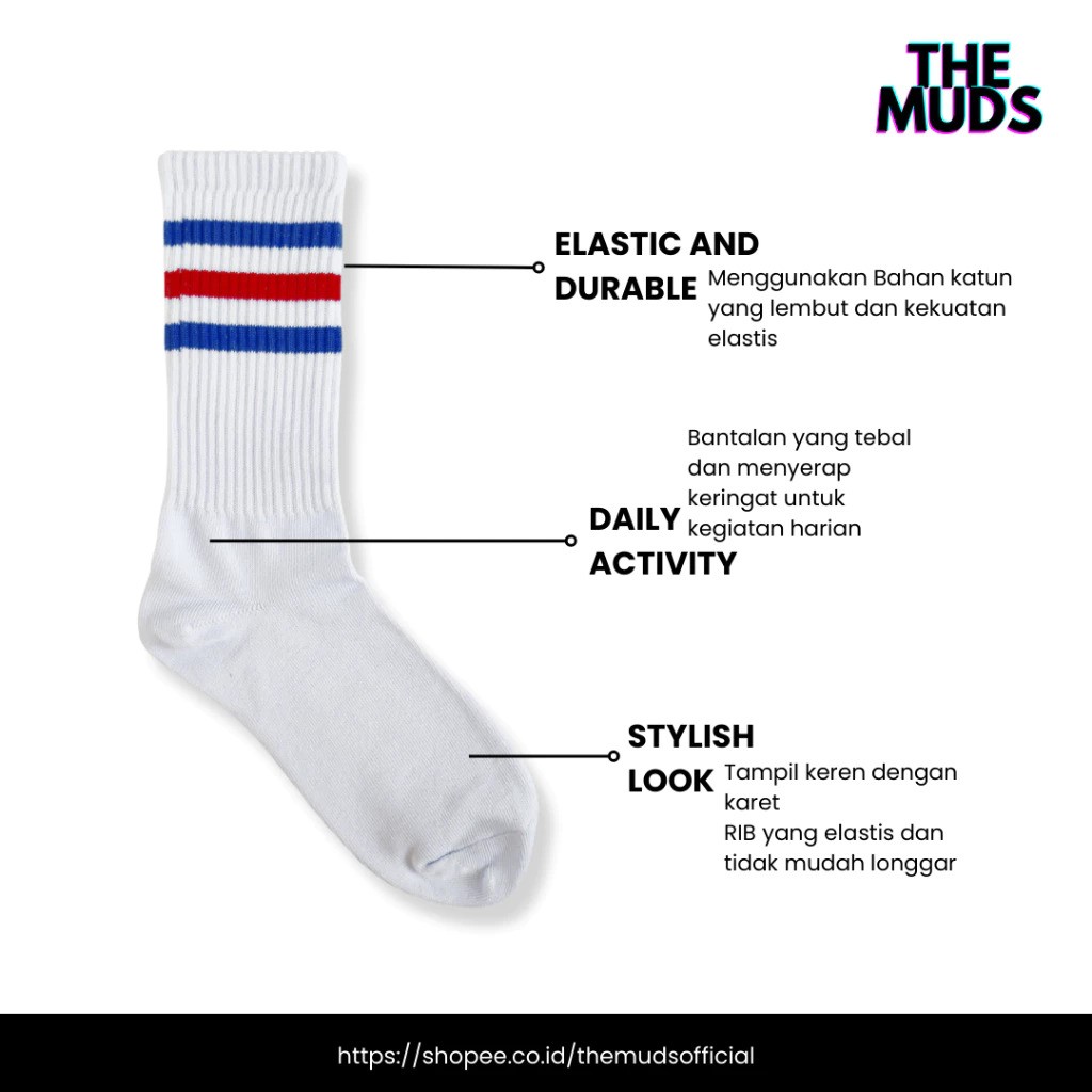  THE MUDS  Kaos Kaki Oldschool Motif Strip BMB X212