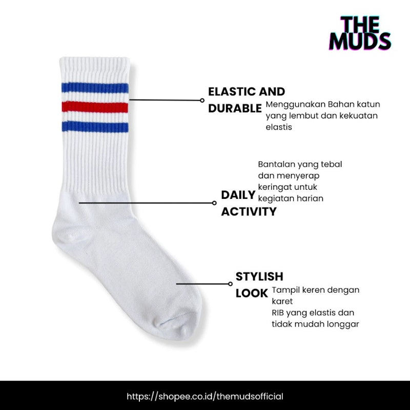 THE MUDS Kaos Kaki Oldschool Motif Strip 2