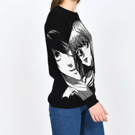  Milkan.id Black Air.Inc Sweater Rajut Premium Motif Anime