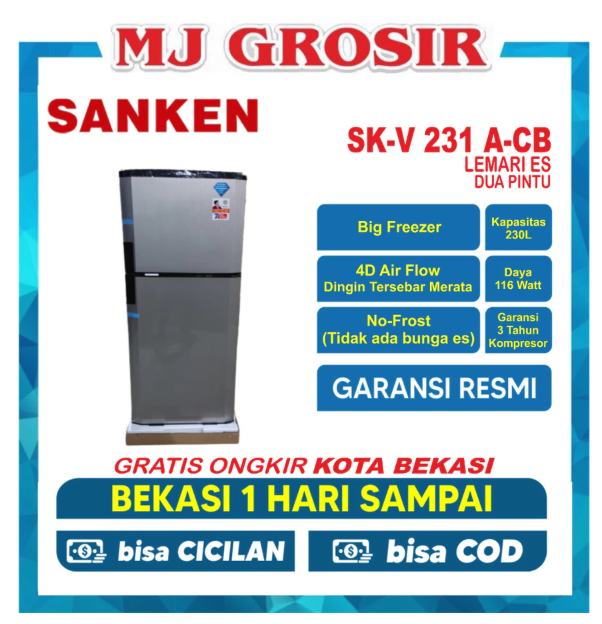Sanken Argadwija Sanken Lemari Es 2 Pintu  SK-V231A-CB