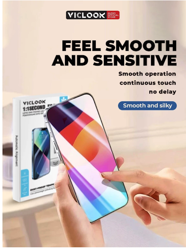 Viclook Easy Install Tempered Glass Anti Spy HD Clear Fit for iPhone 2