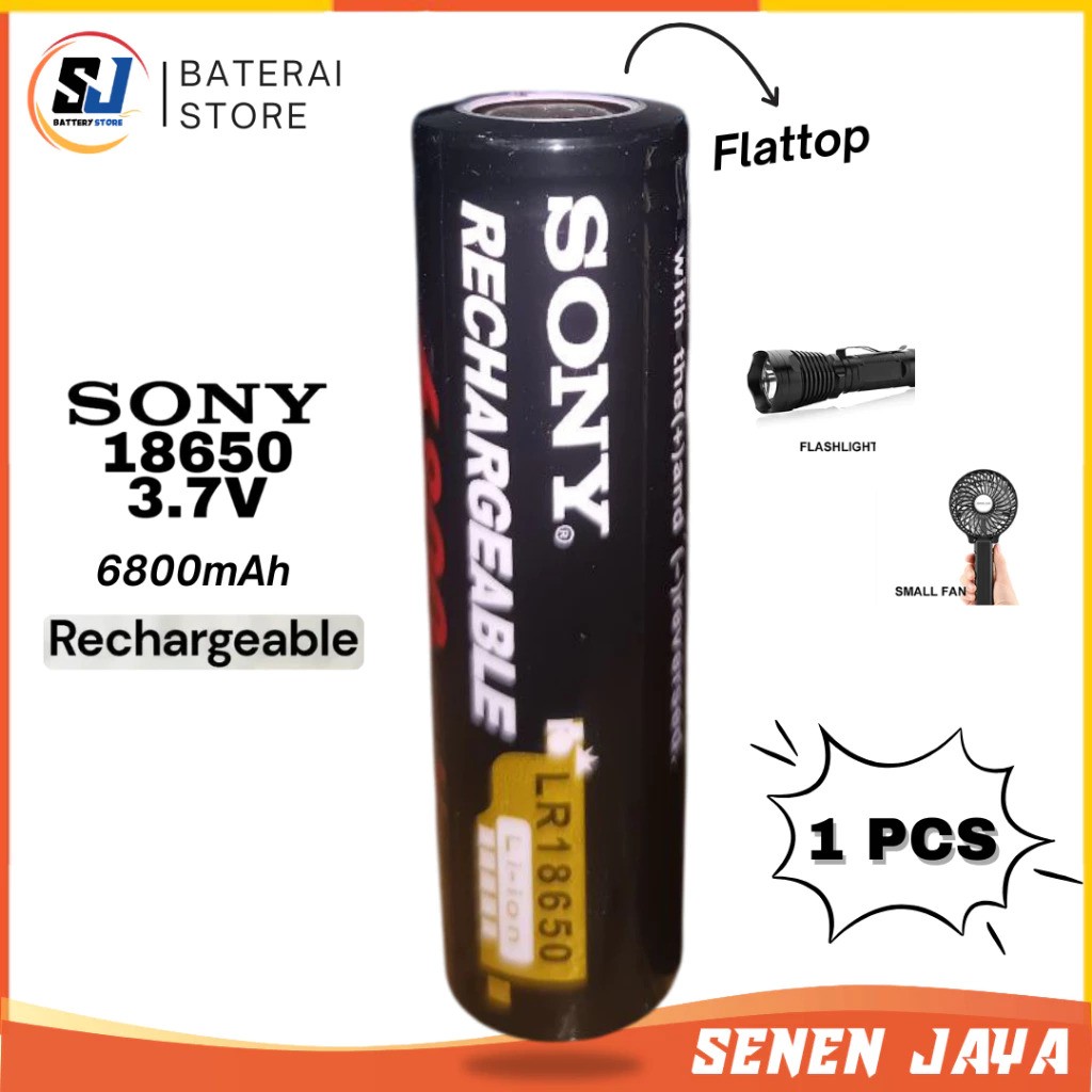 Sony Rechargeable Li-ion Battery Flat Top 6800mAh LR18650
