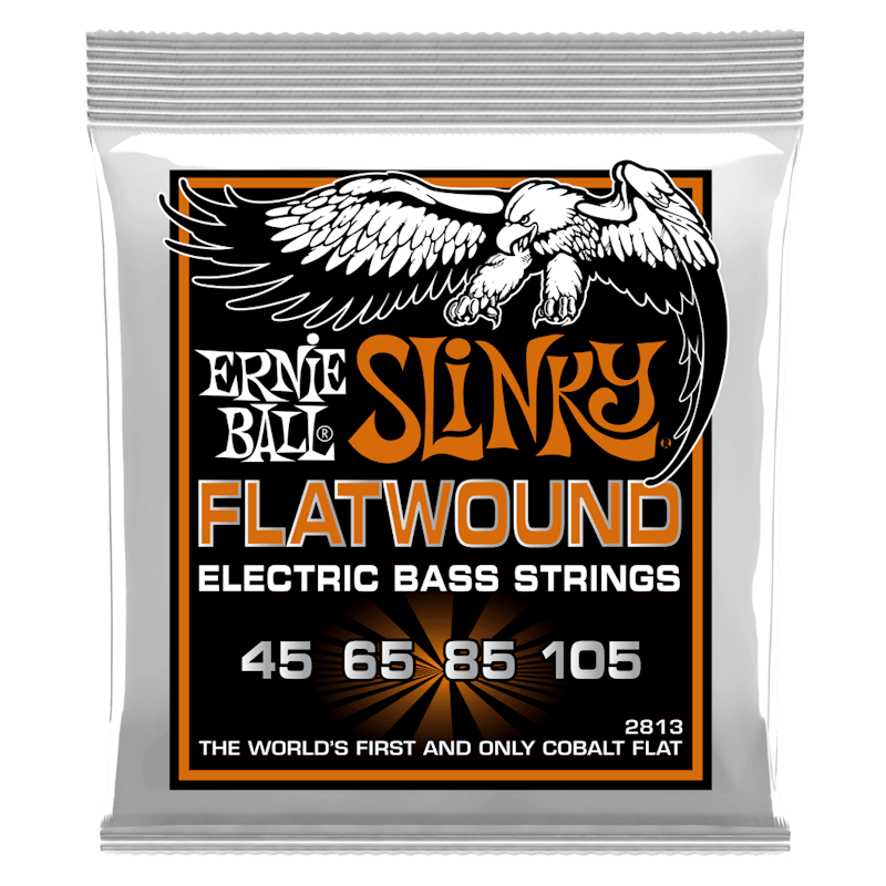 Ernie Ball Hybrid Slinky Cobalt Flatwound Electric Bass Strings 45-105 1