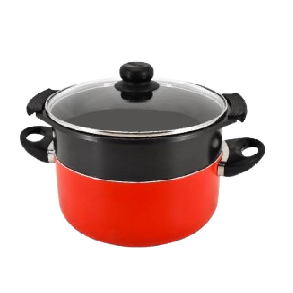 Maxim Valentino Panci Teflon Anti Lengket 24 Cm Dutch Oven + Tutup Kaca + Steamer
