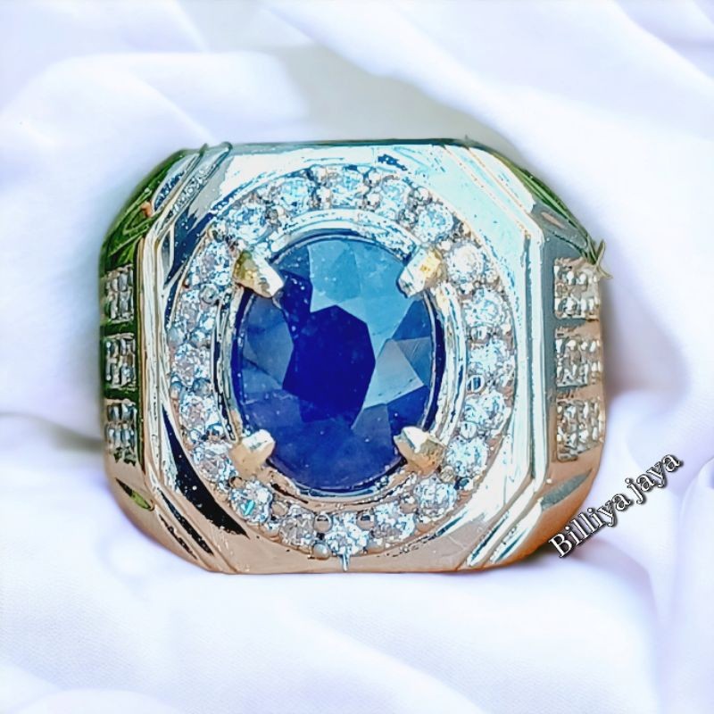 Cincin Batu Natural Blue Sapphire Srilanka + Memo 4