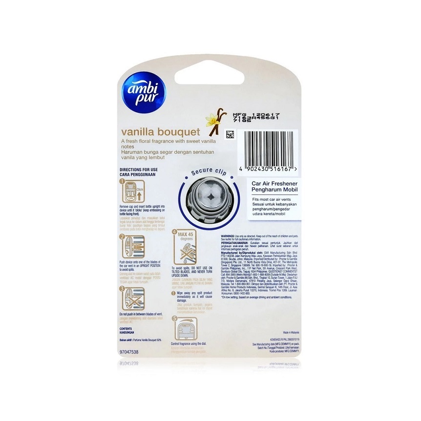 Procter & Gamble Ambipur Car Premium Clip Vanilla Bouquet