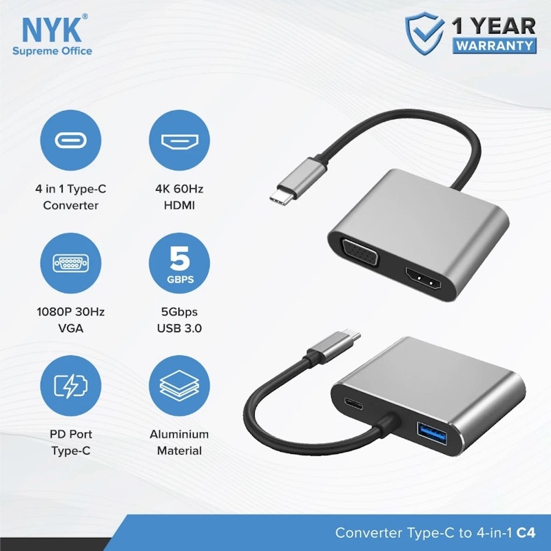 NYK Type-C Converter to 4-in-1 4