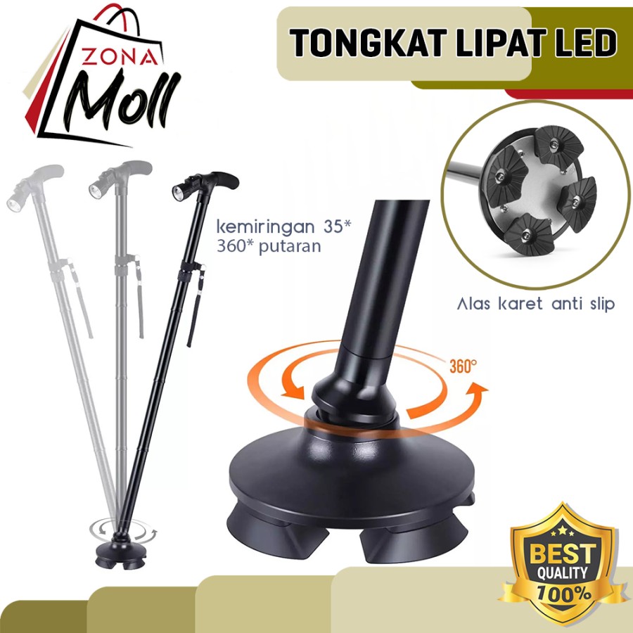 As Seen on TV Trusty Cane Sturdy Folding Cane with Built-In Lights