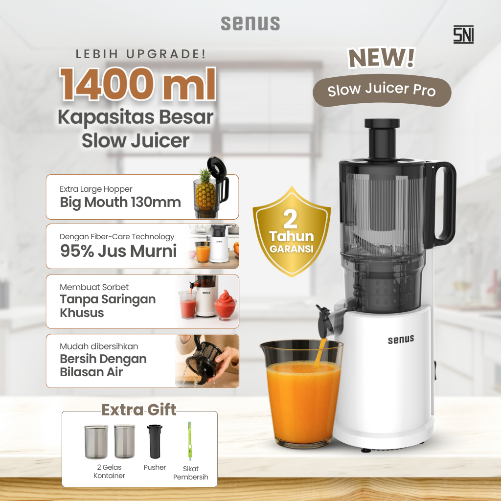 Senus Sejahtera Indonesia Senus Slow Juicer PRO 220W  ASJ 0601