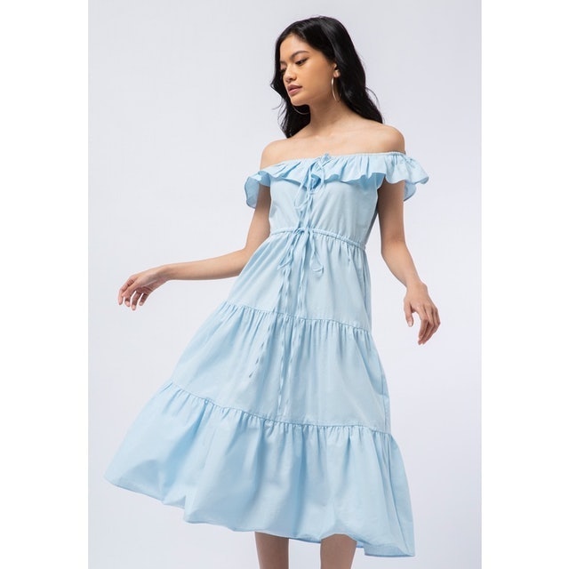 Colorbox Cold Shoulder Maxi Dress