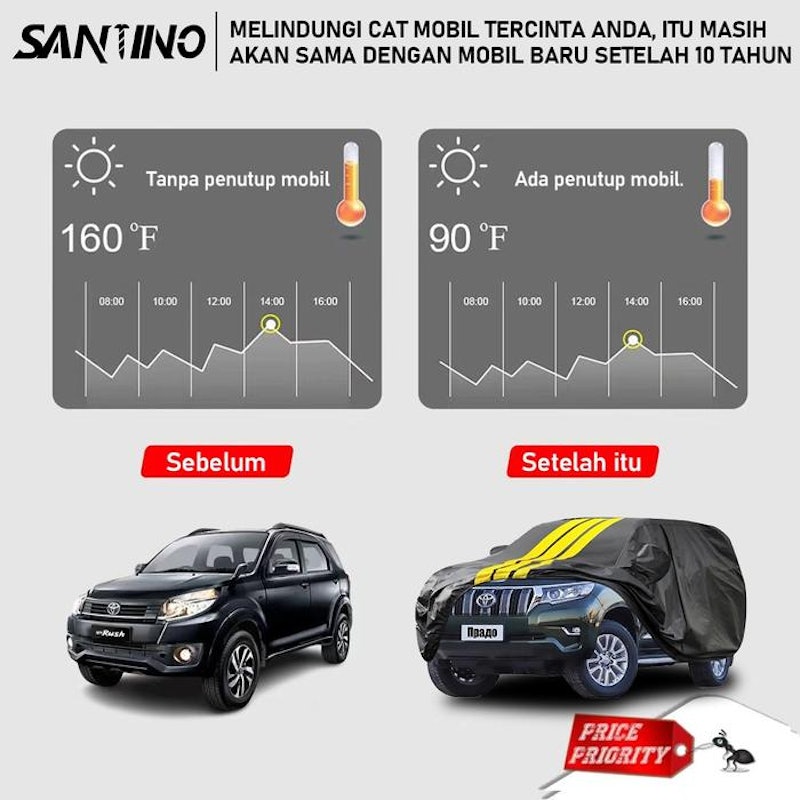 SANTINO Sarung Mobil Premium 3 Layer Waterproof 4