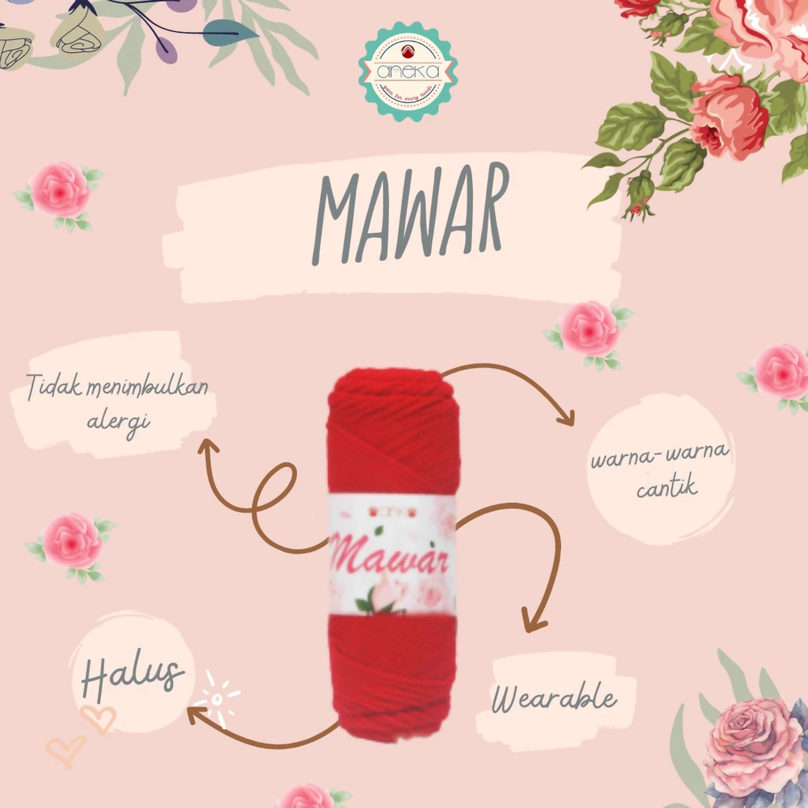  Mawar Soft Acrylic Yarn