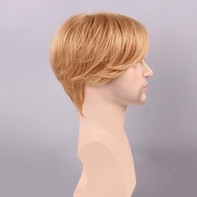 Blonde Short Human Hair Men Wig 2