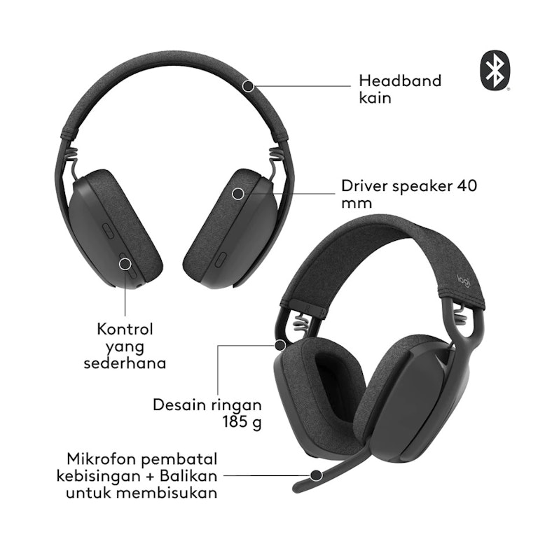 Logitech Zone Vibe 100 Wireless Headphone 5