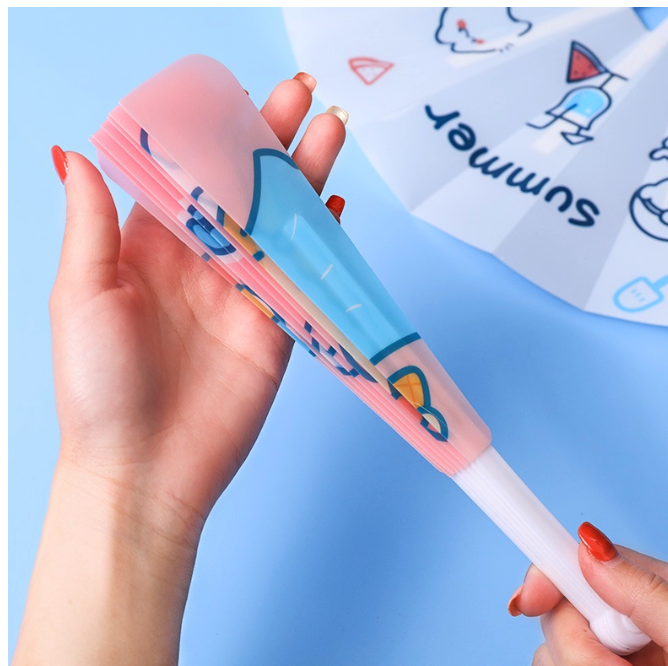 Suka Senang Sekolah Kipas Tangan Lipat / Folding Fan Kartun Lucu AT0088