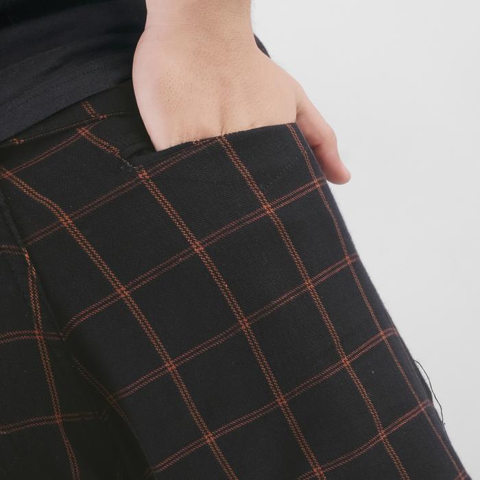DGM Fashion  DGM Celana Pendek Tartan Hitam Cokelat  2767