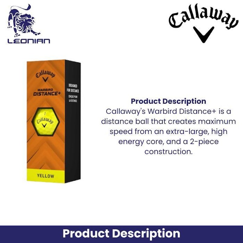 Callaway Bola Golf Warbird Distance+ Yellow 2