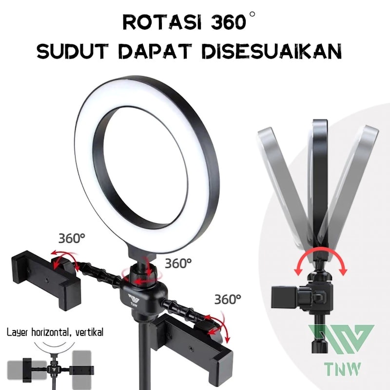 TNW Ring light 16cm + Tripod + 2 Holder HP 2