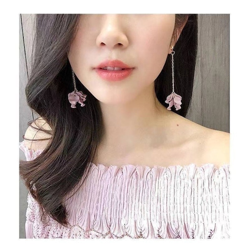 Anting Panjang Bunga Ungu 2