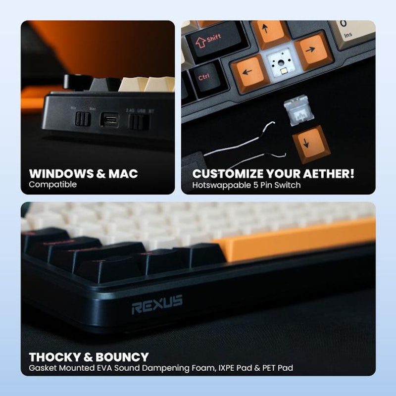 Rexus Aether Keyboard Gaming Mechanical Wireless A-98