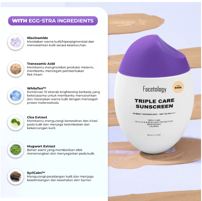 Facetology Innovation Technology Facetology Triple Care Sunscreen Tinted SPF 50 PA++++