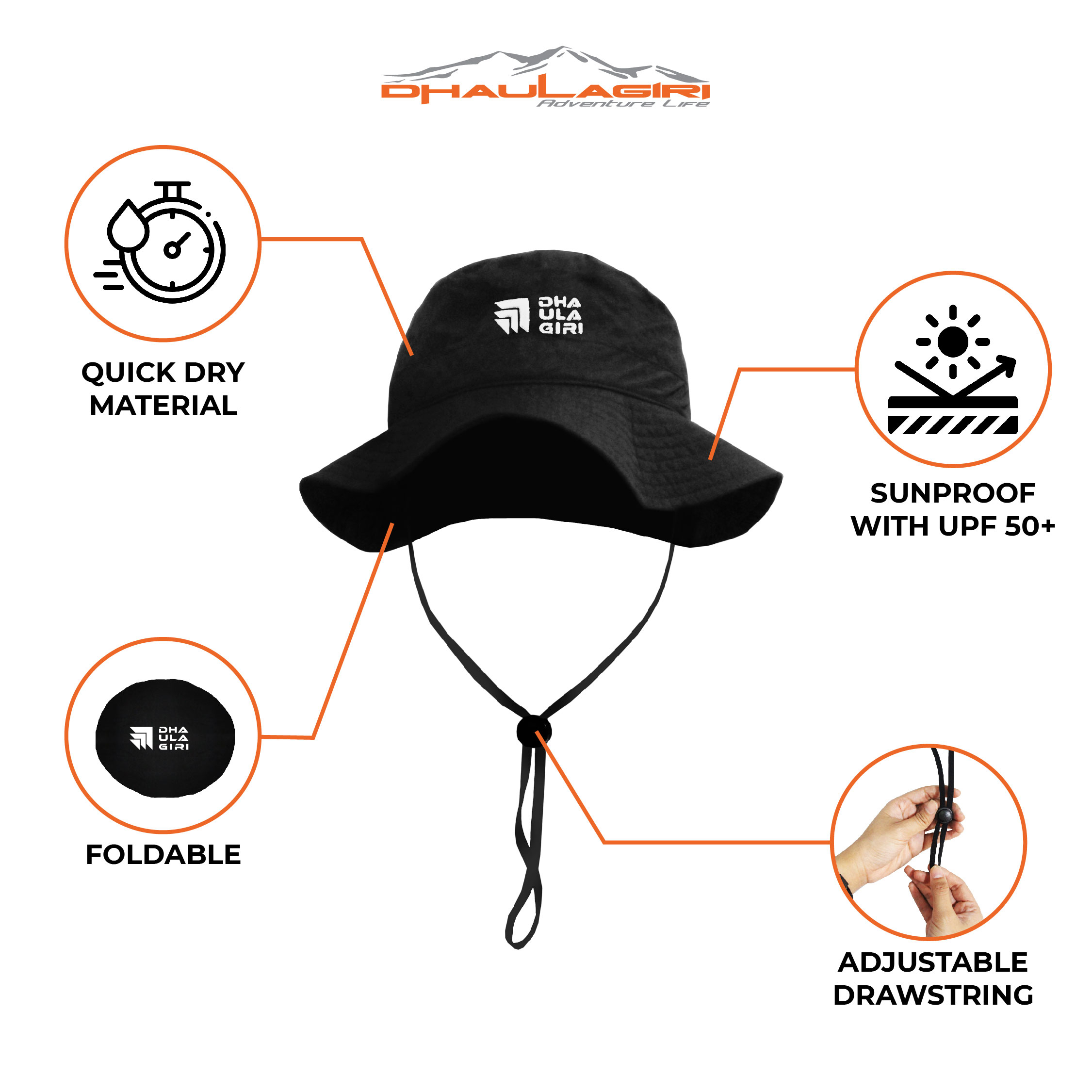 Dhaulagiri Indo Raya Dhaulagiri Dh Foldable Bucket Hat