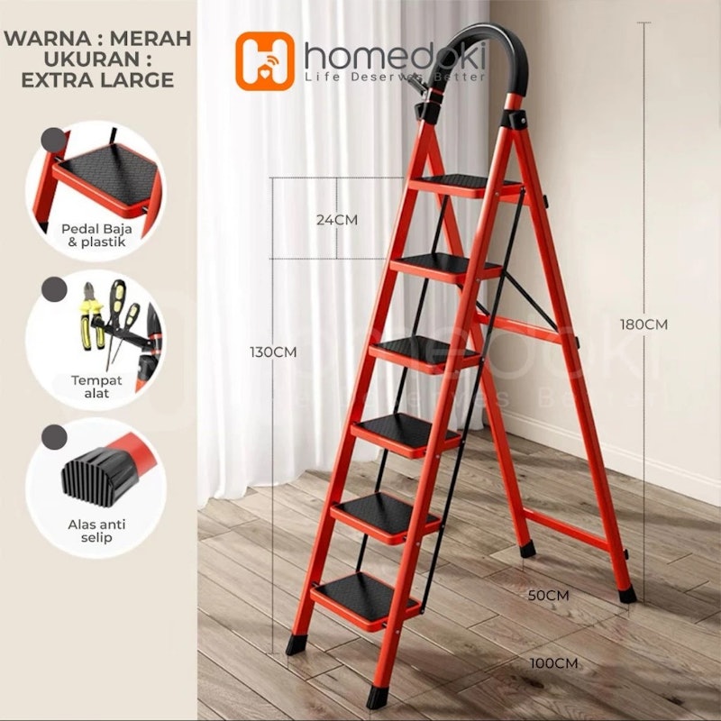 Homedoki Tangga Lipat Besi 6 Steps 3