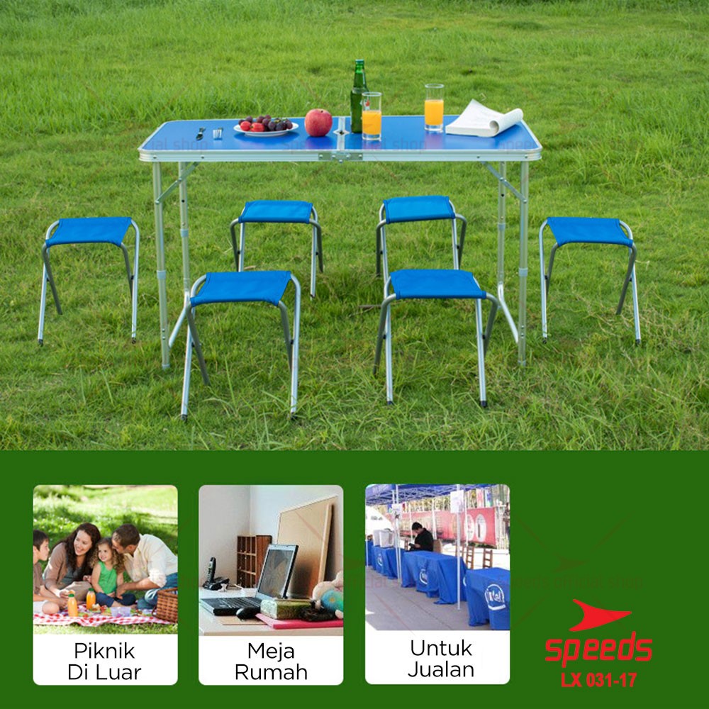 SPEEDS Folding Set Meja Makan 6 Kursi 031-17