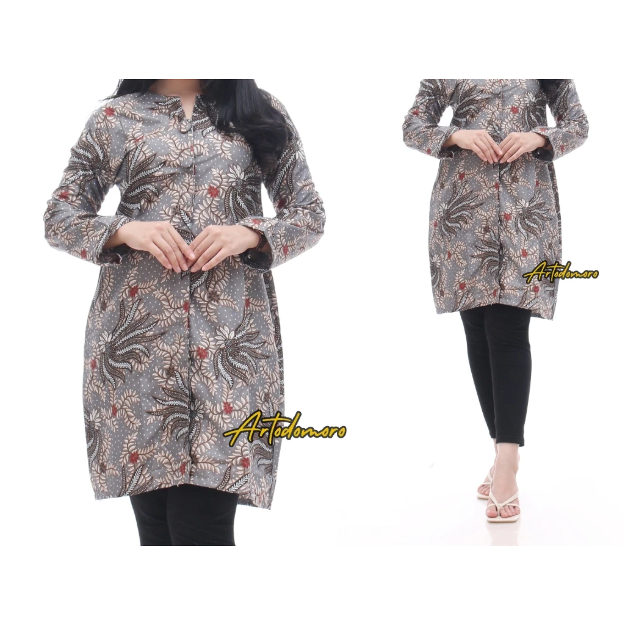  Artodomoro Tunik Batik Lengan Panjang Serut 