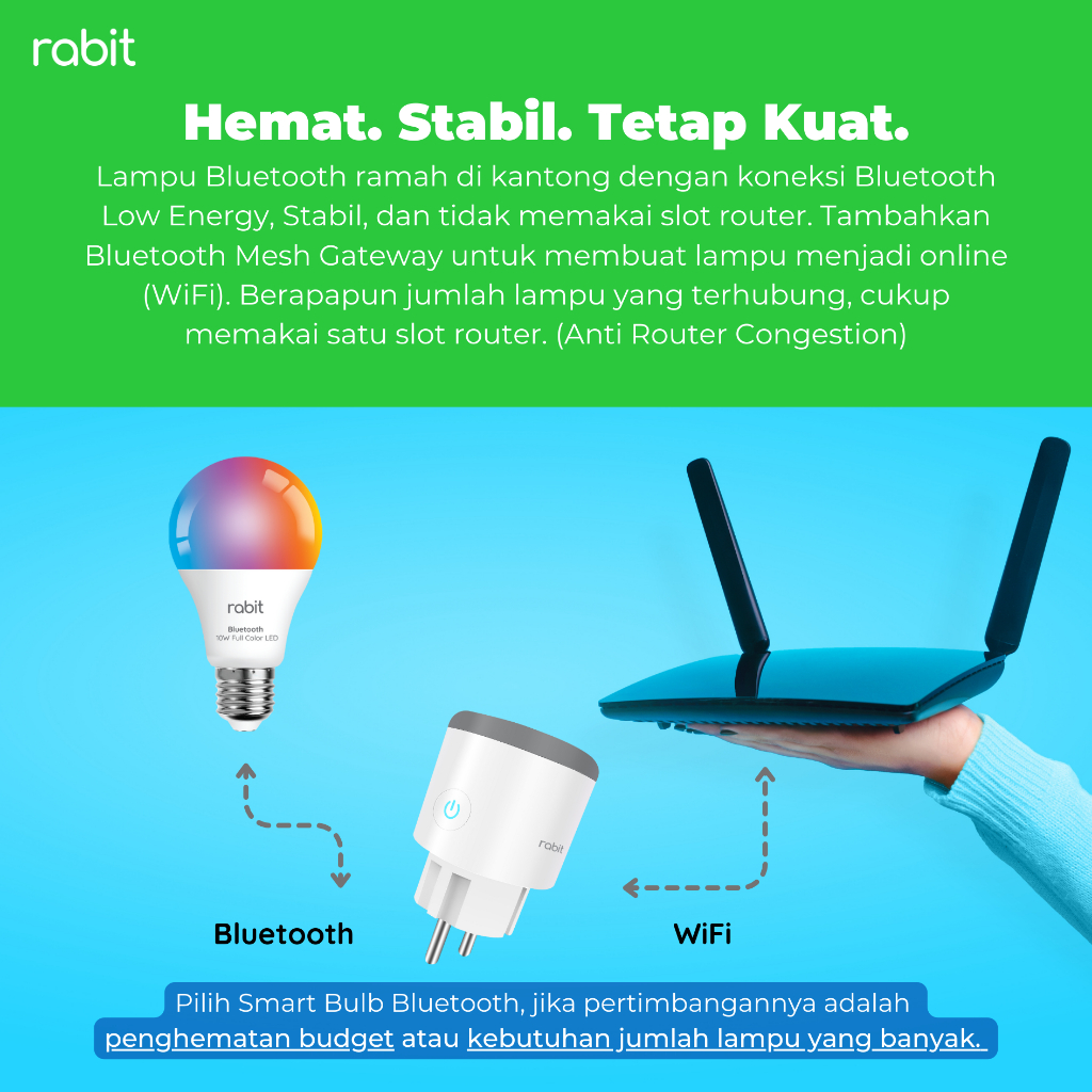 Rabit Teknologi Pintar Rabit Smart Light Bulb Color 10W Bluetooth