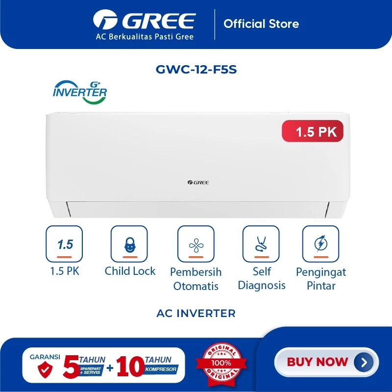 Gree Electric Appliances Gree Residential AC F5S Inverter Series 1.5 PK GWC12F5S
