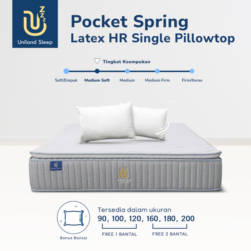 Quantum Tosan Internasional Uniland Sleep Pocket Spring Latex HR Single Pillowtop (200 x 200 cm)