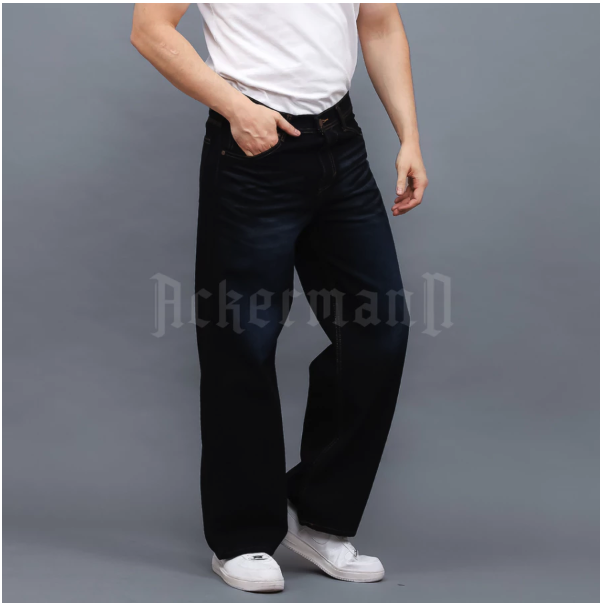 Ackermann Loose Jeans Pria Baggy Style Snow Black  4