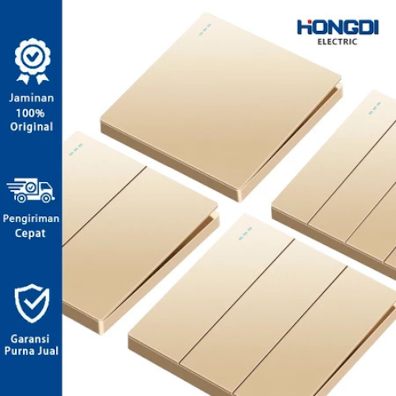 Hongdi Sakelar Lampu 1 Gang 2 Arah Champagne Gold Matte